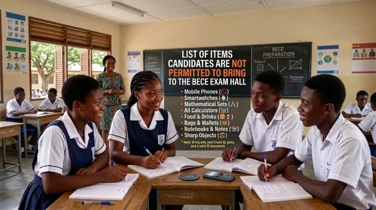 List of Items Candidates Are Not Permitted to Present to BECE Exam Hall